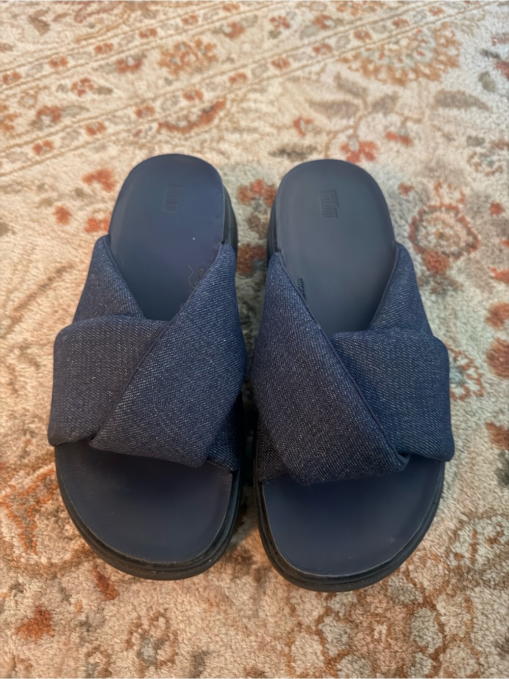 Fit Flop Gen FF folded Navy Cross-Band Slide Sandals New never worn